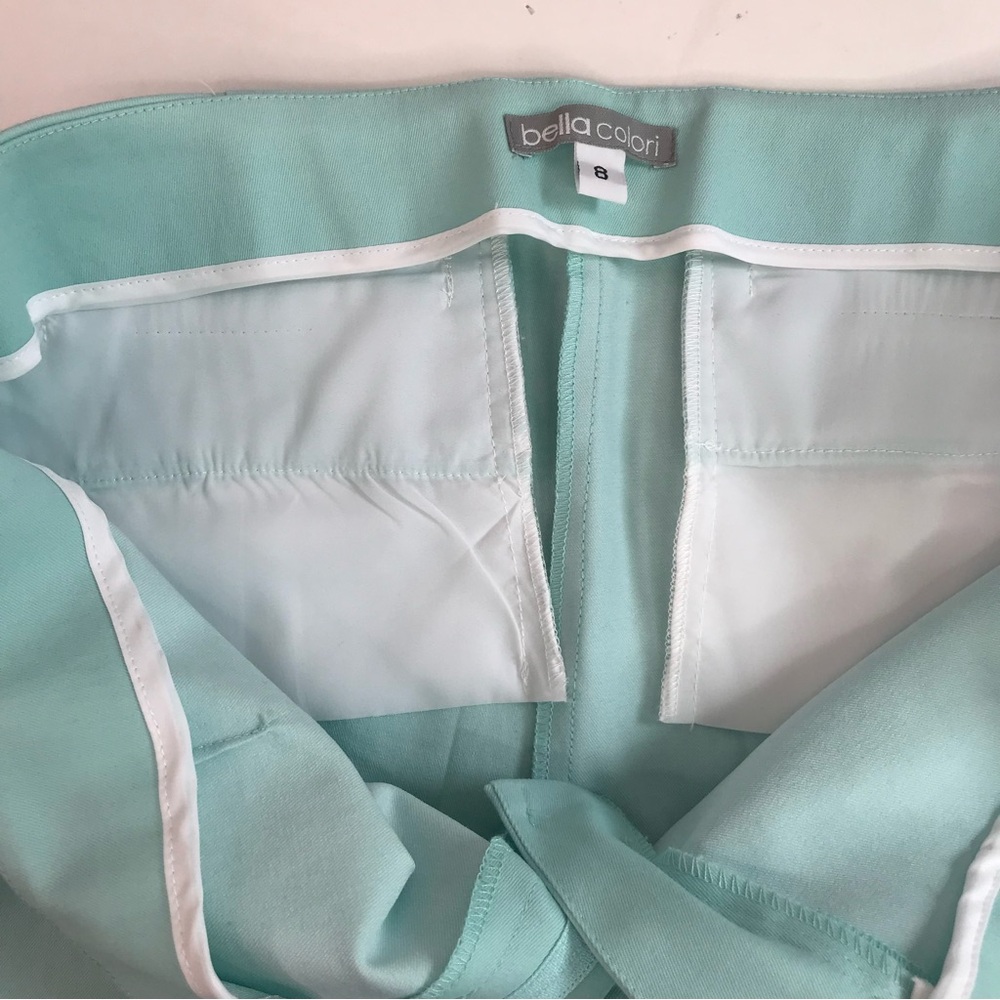 BELLA COLORI Aquamarine Teal Pastel High Waist Tailored Slacks Pants Size 8 - Picture 14 of 16